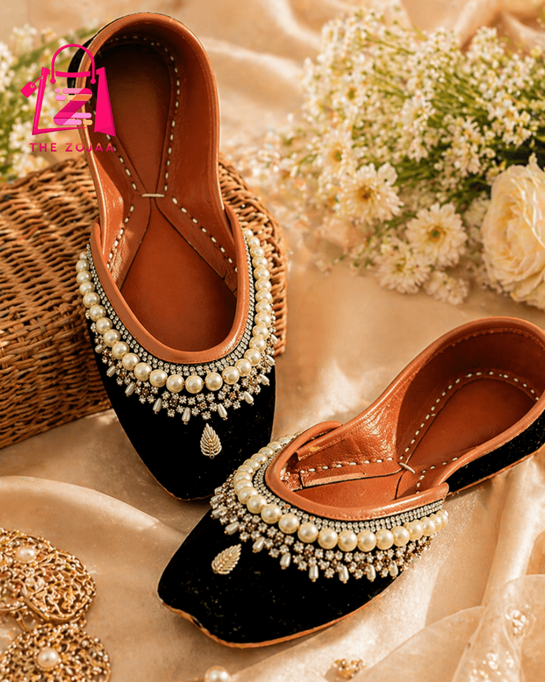 Black Velvet Pearl Khussa