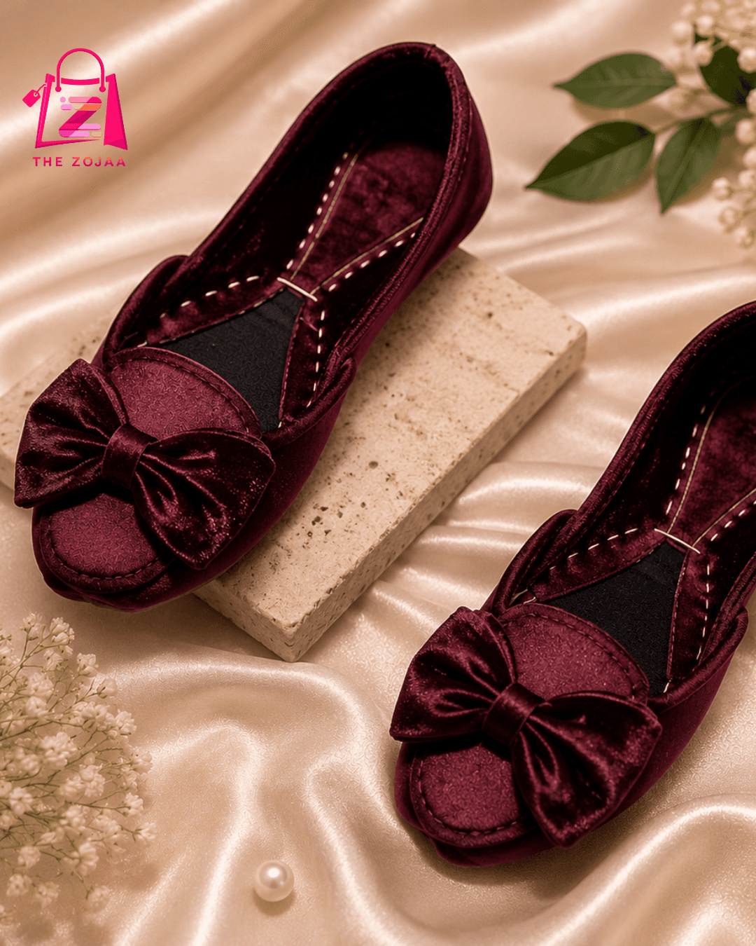Majenta Velvet Bow Khussa