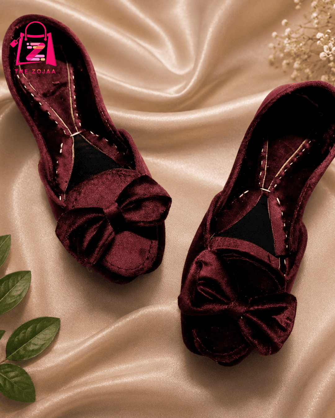 Majenta Velvet Bow Khussa