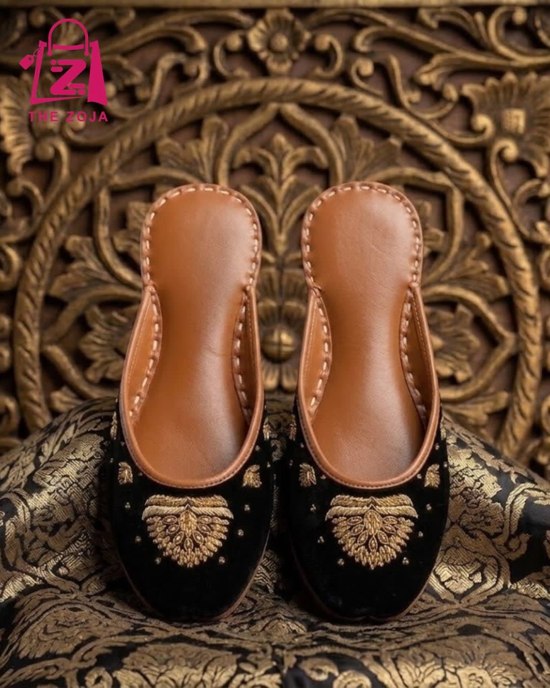 Mughal Noor Black Backless Jutti