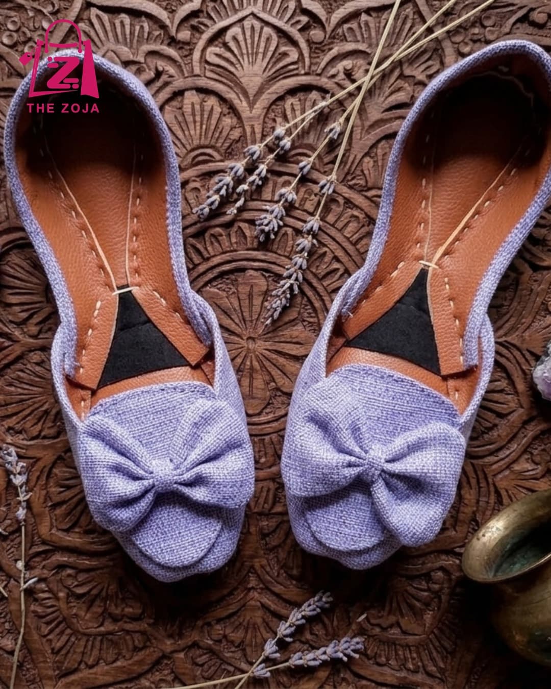 Purple jute fabric Bow Khussa