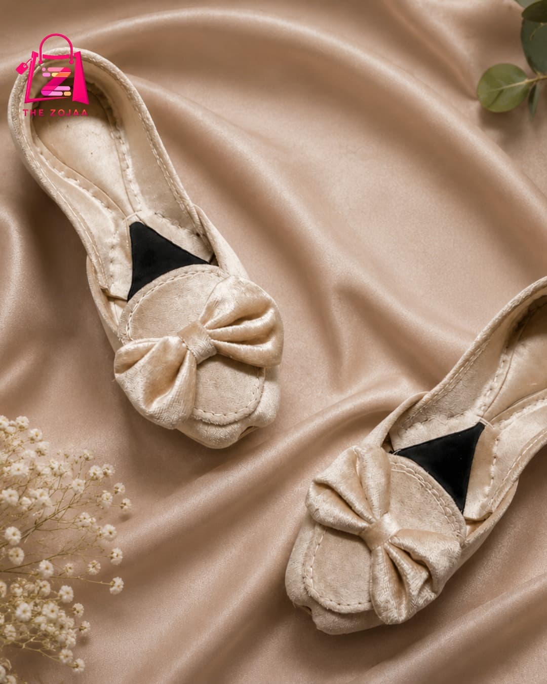 Fawn Velvet Bow Khussa