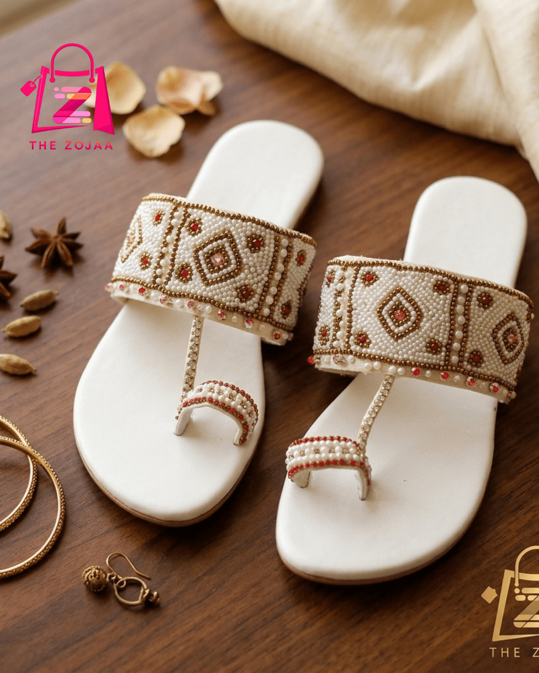 White Embellished Kolhapuri