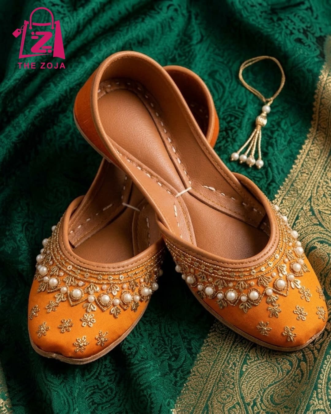 Luxury Orange Embellished Khussa