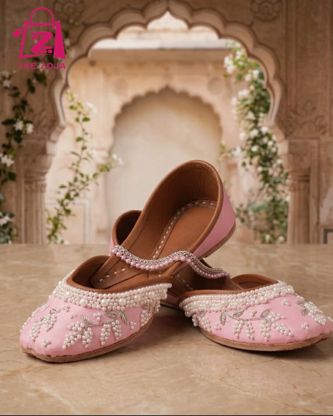 Luxury Baby pink Embellished Khussa