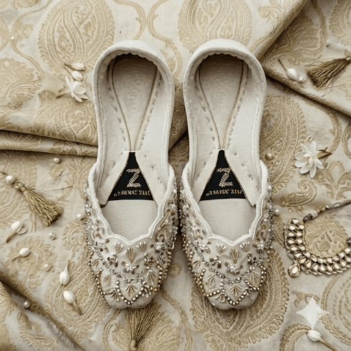 Luxury Off White Embellished Khussa
