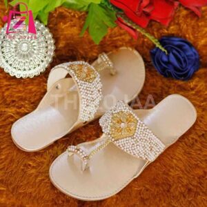 Golden and silver contrast Kolhapuri chappal