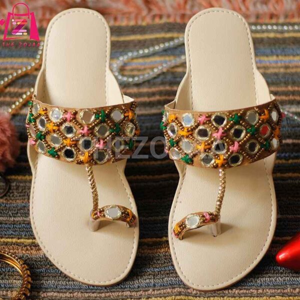 Homemade multicolored kolhapuri chappal