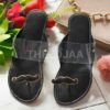 Black handmade ladies Kolhapuri chappal